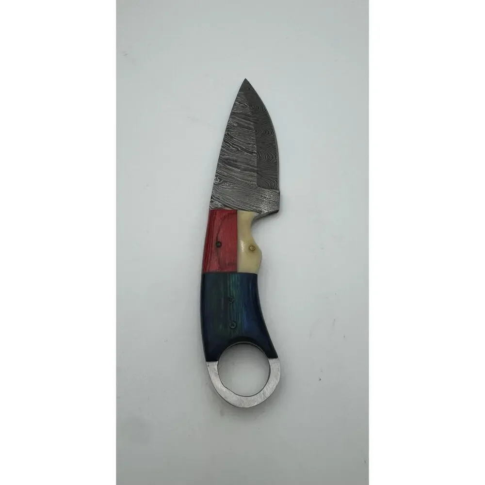 Handmade Damascus Steel Fixed Blade Knife w/ Leather Sheath – Pakistan Made NEW